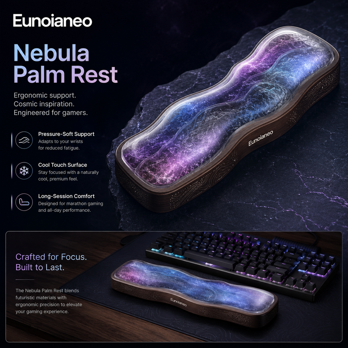 Eunoianeo™ Nebula Drift Ergonomic Palm Rest