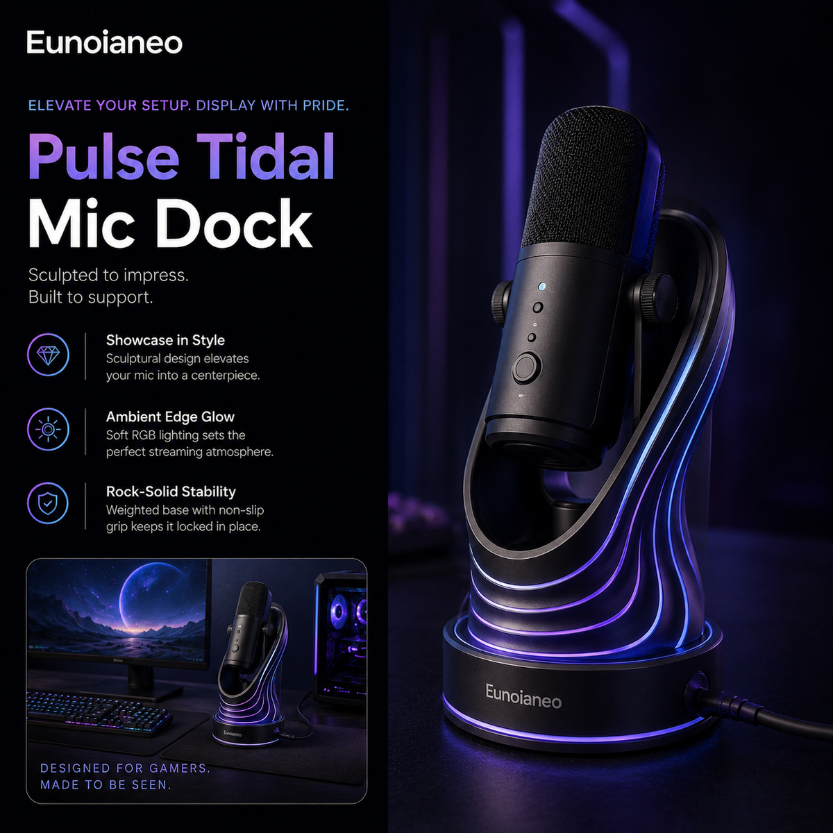 Eunoianeo™ Tidal Rise Sculpted Microphone Stand